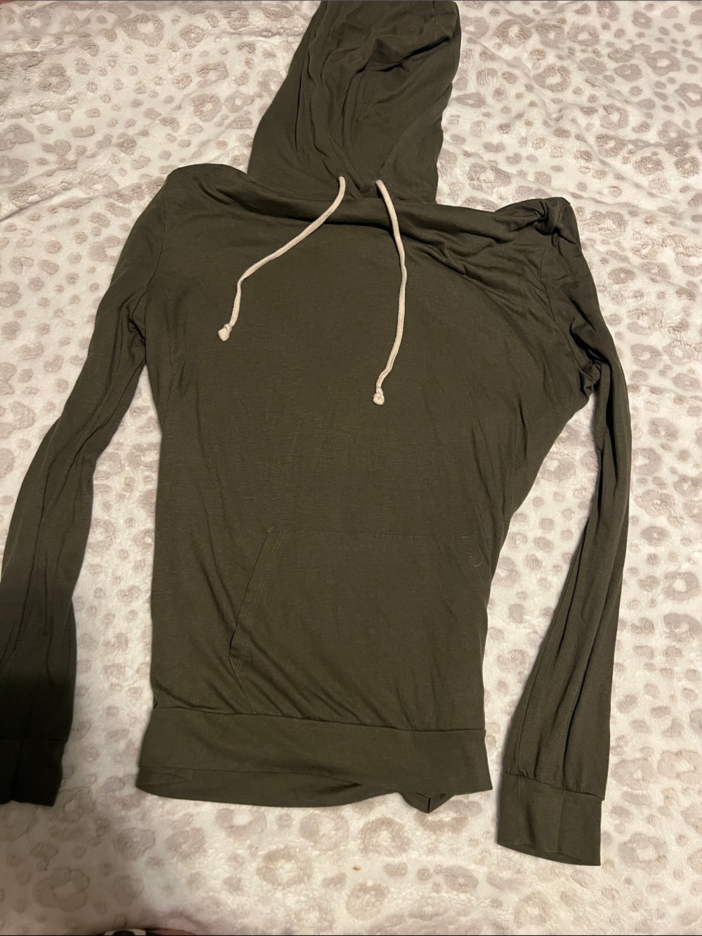 Express Olive Green Long Sleeve Hoodie Tee